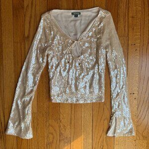 Women's Bell Long Sleeve Sequin Top
